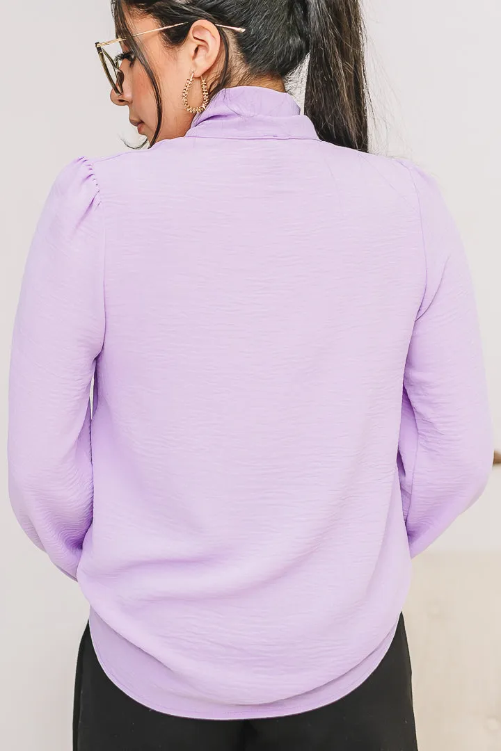 Caught Up Neck Tied Top | Lavender