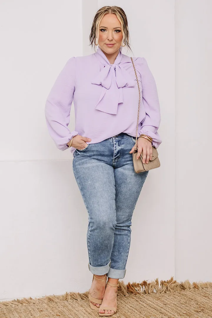 Caught Up Neck Tied Top | Lavender