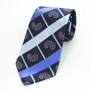Celino Blue Paisley 100% Woven Silk Tie for Men Necktie Premium Turkey Made