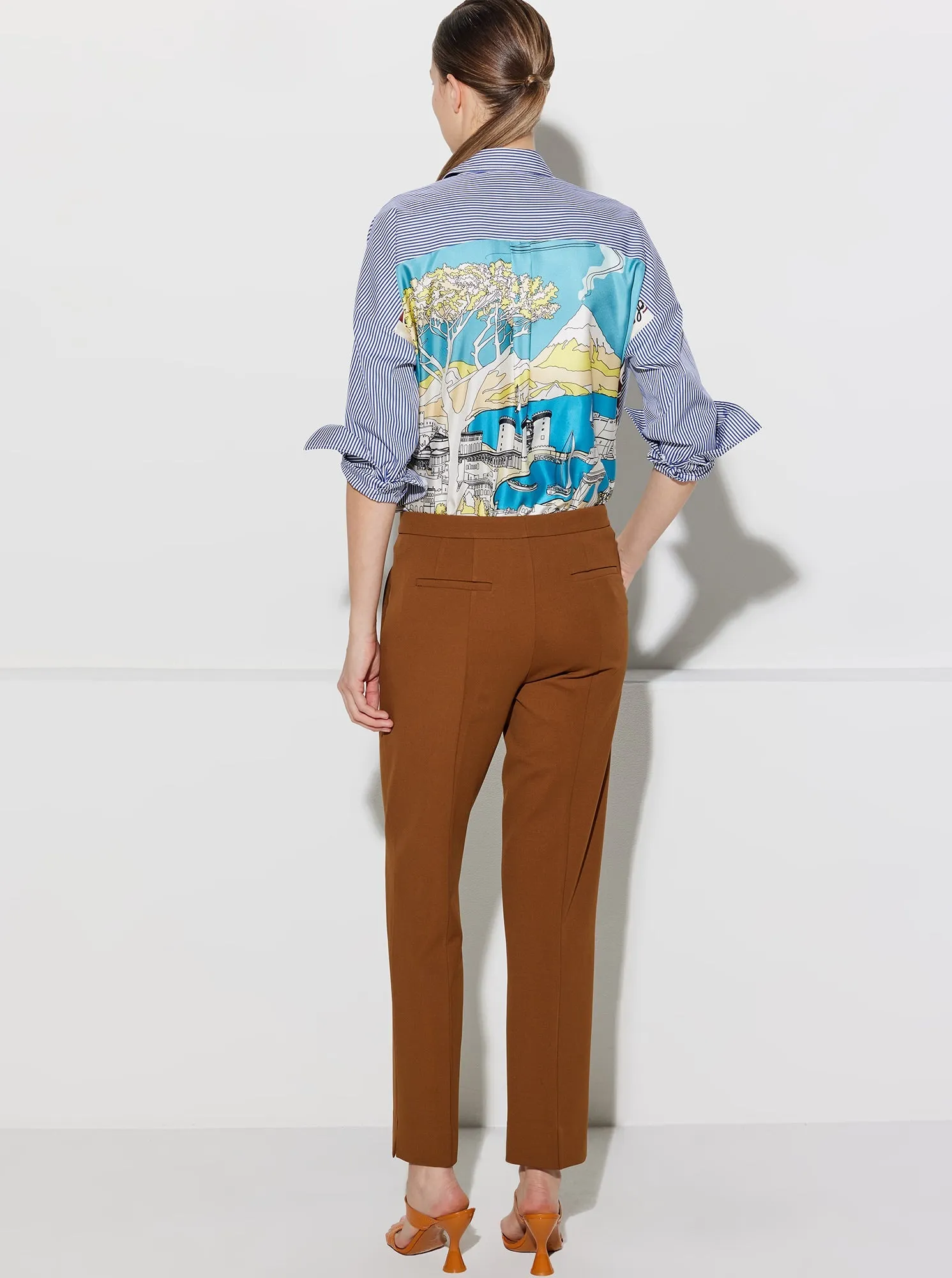 CHARLOTTE Stretch Crepe Pant Caramel Brown