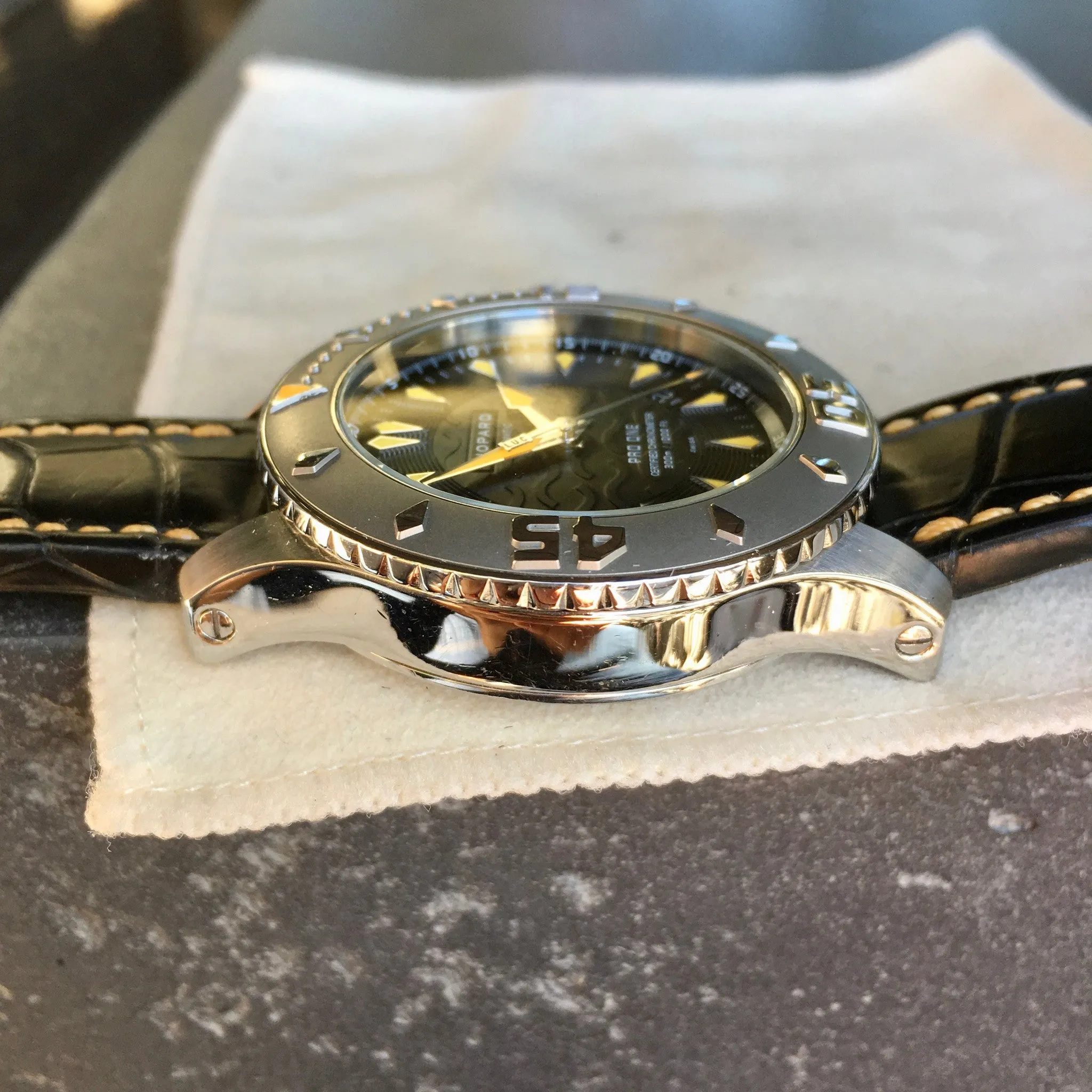 Chopard Pro One 8912 L.U.C. Stainless Steel Automatic Black Leather Wristwatch
