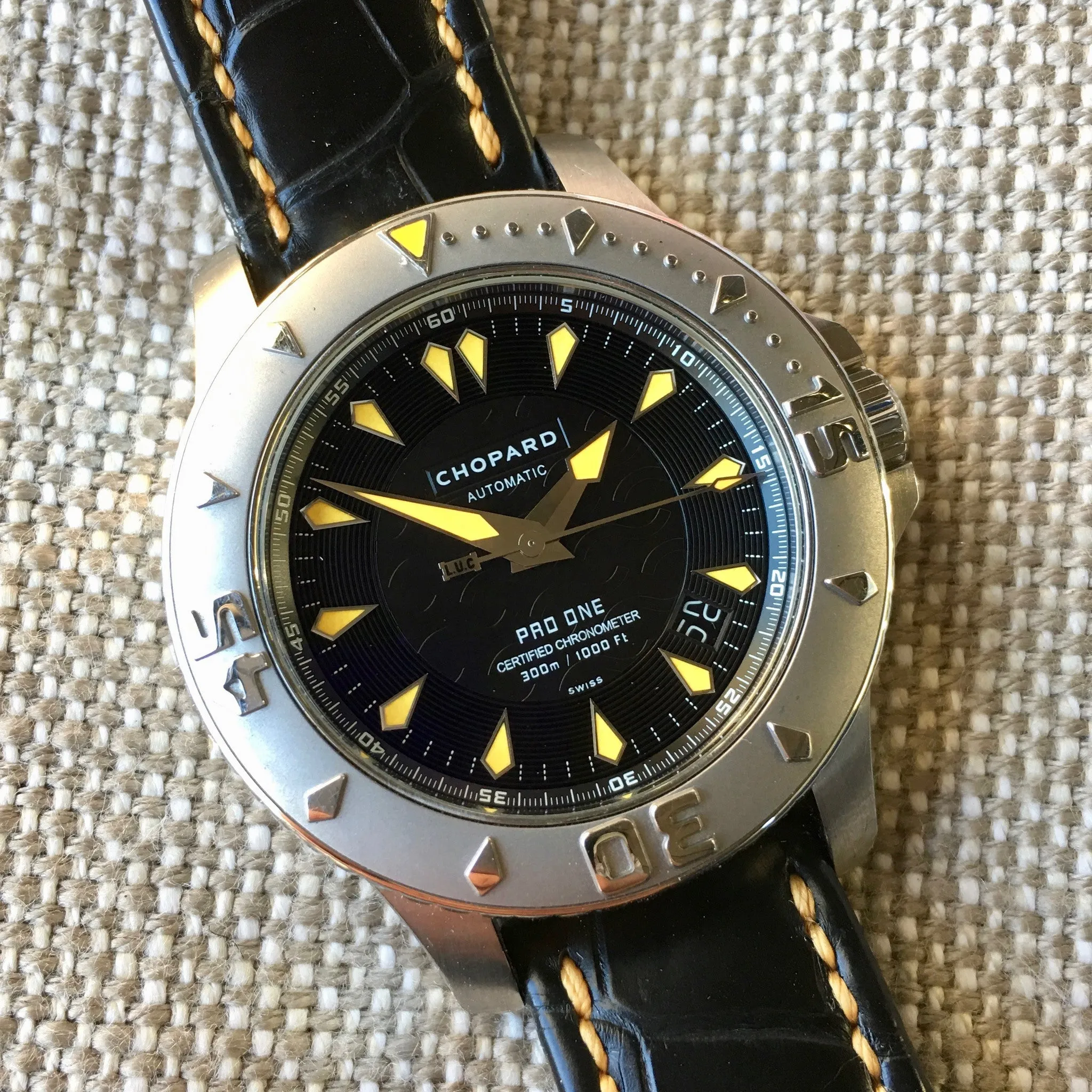 Chopard Pro One 8912 L.U.C. Stainless Steel Automatic Black Leather Wristwatch
