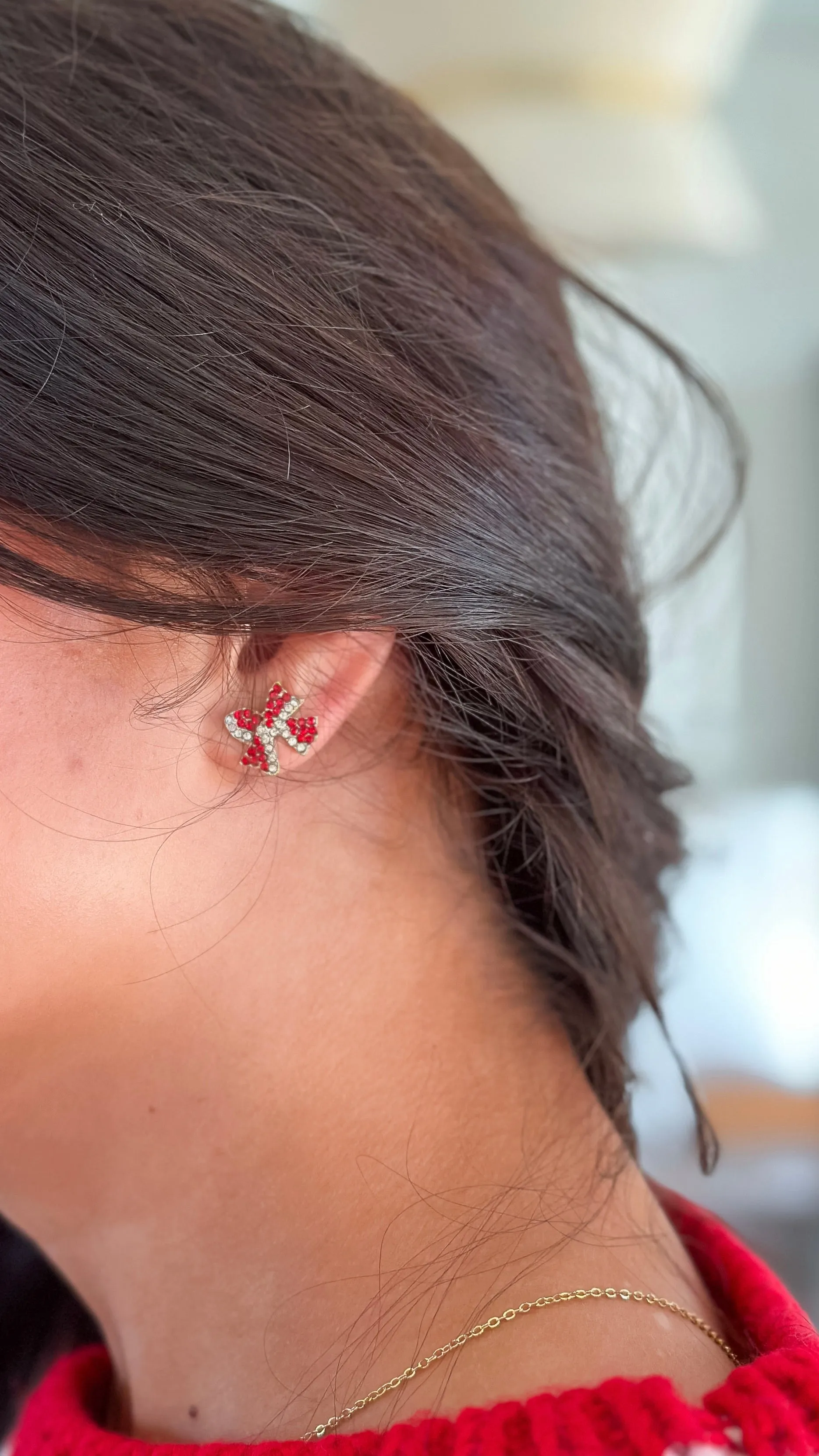 Christmas Bow Red Earrings