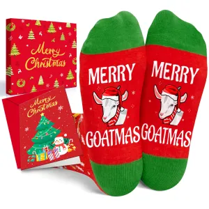 Christmas Gifts for Kids - Red Christmas Stockings Secret Santa Socks Xmas Stocking Stuffers Goat Gifts Boys Girls