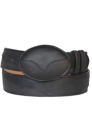 Cinto Vaquero de Piel Genuina para Hombre con Hebilla Ovalada, 1 1/2" Ancho 'El General' - ID: 41663