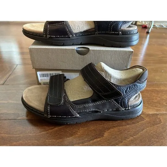 Clarks Men's, Nature Trek Sandal Brown Mahogany Leather Adjustable NEW 7 M