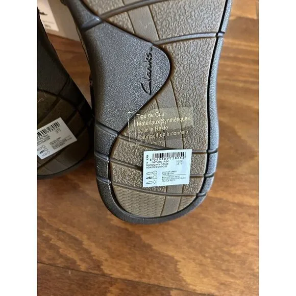 Clarks Men's, Nature Trek Sandal Brown Mahogany Leather Adjustable NEW 7 M