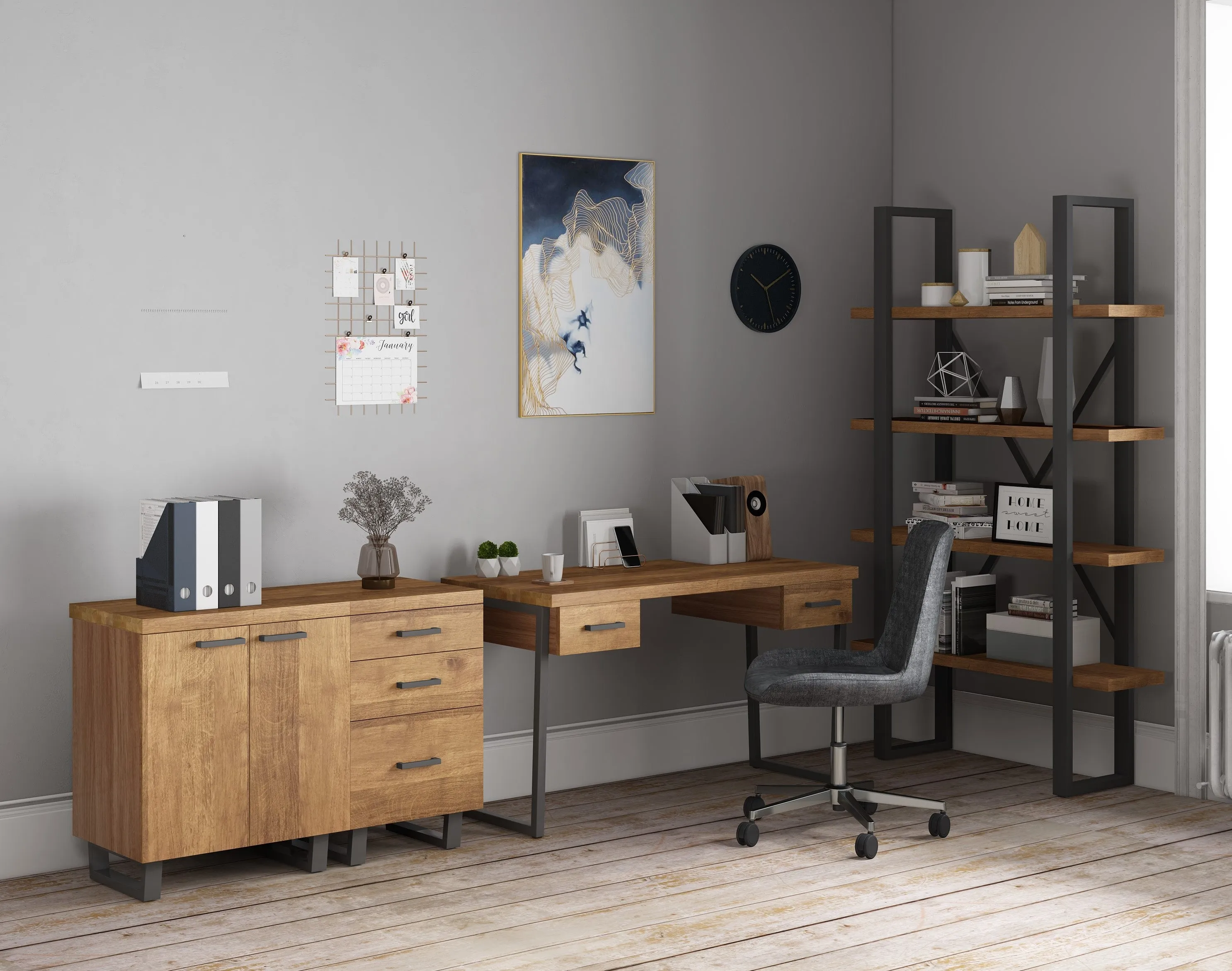 Classic Fusion Oak Office 2 Door  Storage Cabinet FS2SC