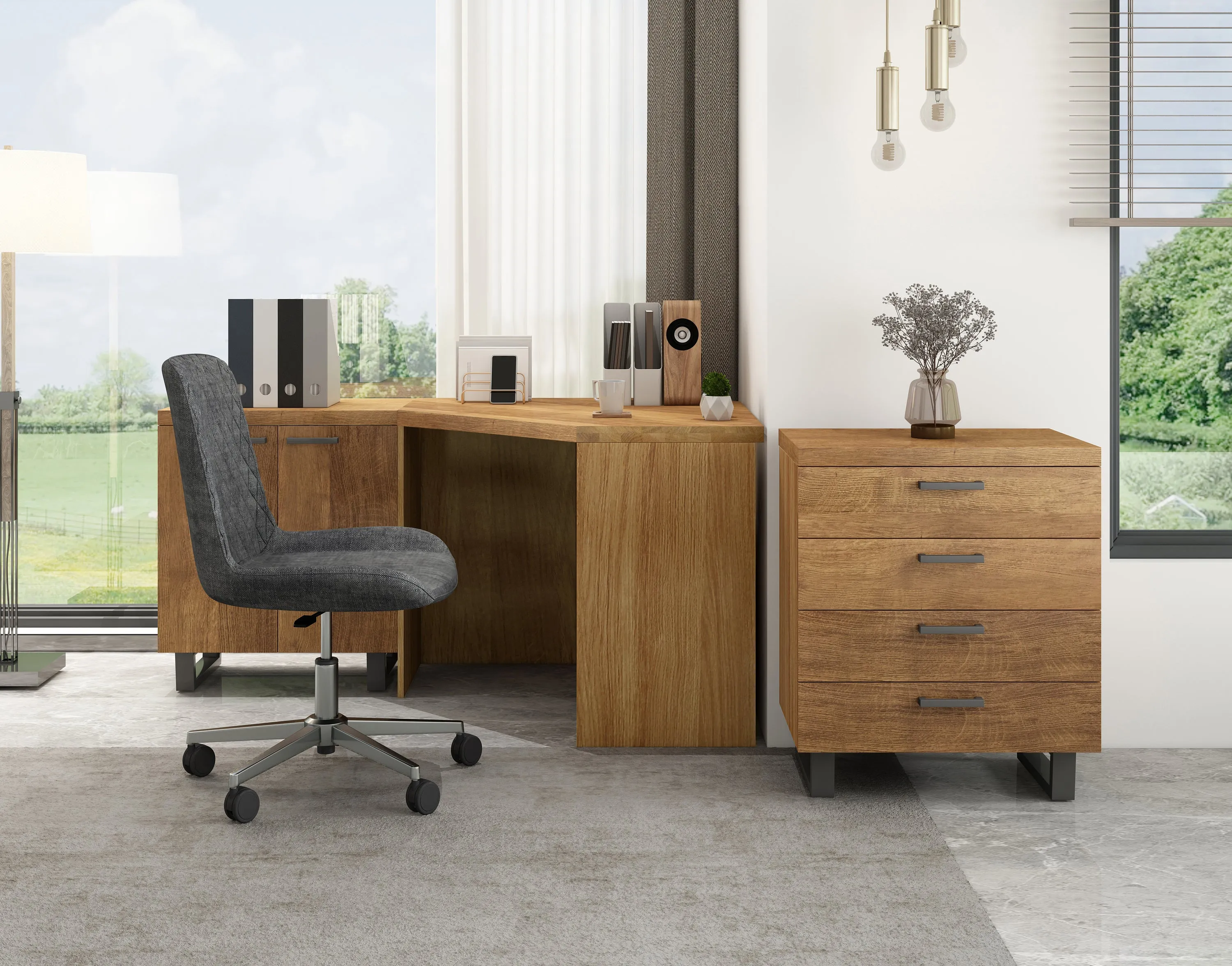 Classic Fusion Oak Office 2 Door  Storage Cabinet FS2SC