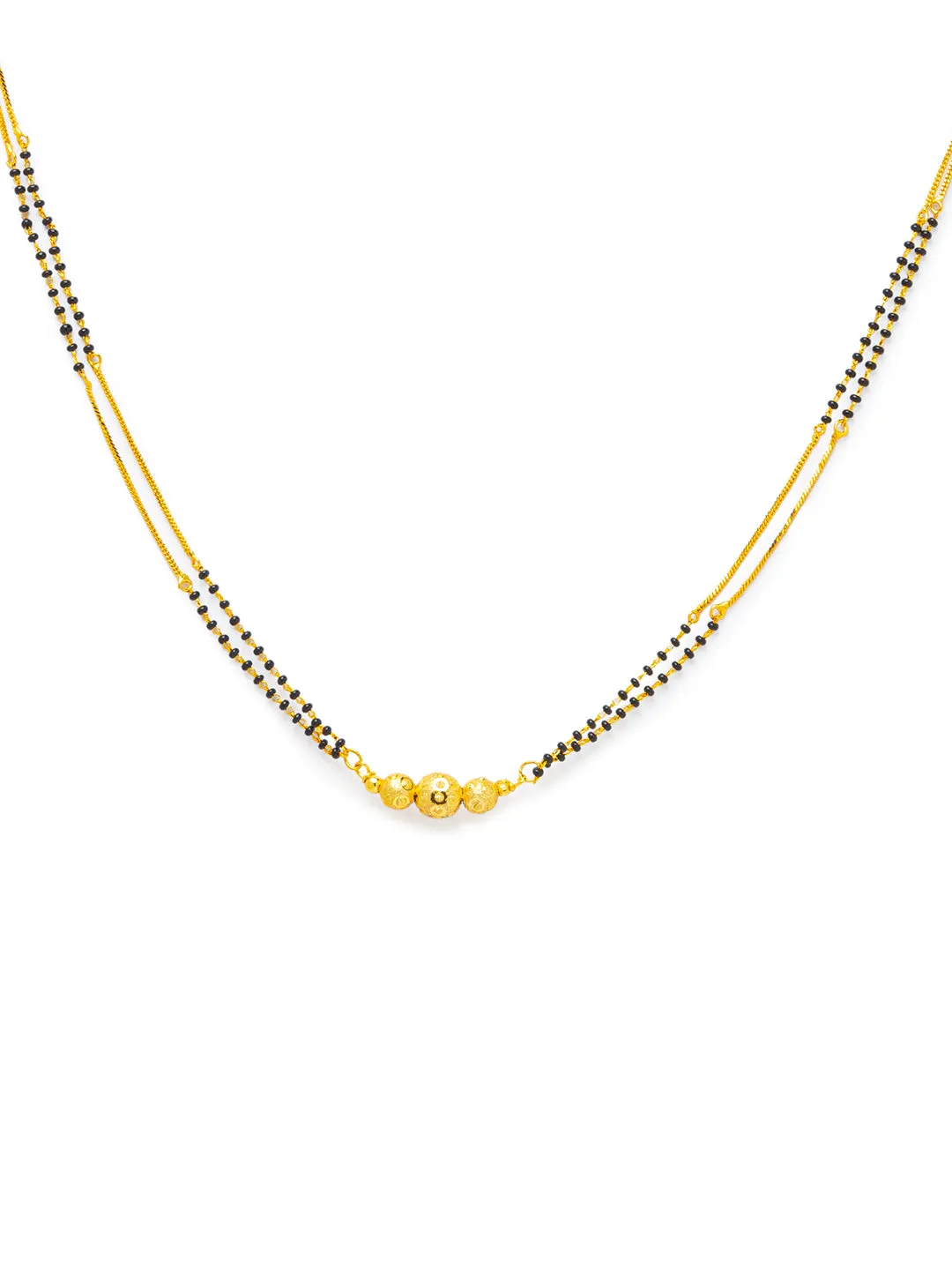 Combo Set of 2 Long Mangalsutra Designs and Short Mangalsutra Designs Gold Plated Oval Shape Pendant