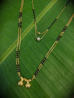 Combo Set of 2 Mangalsutra Designs Gold Plated Layered Pattern/Maharashtrian Style Vati Pendant