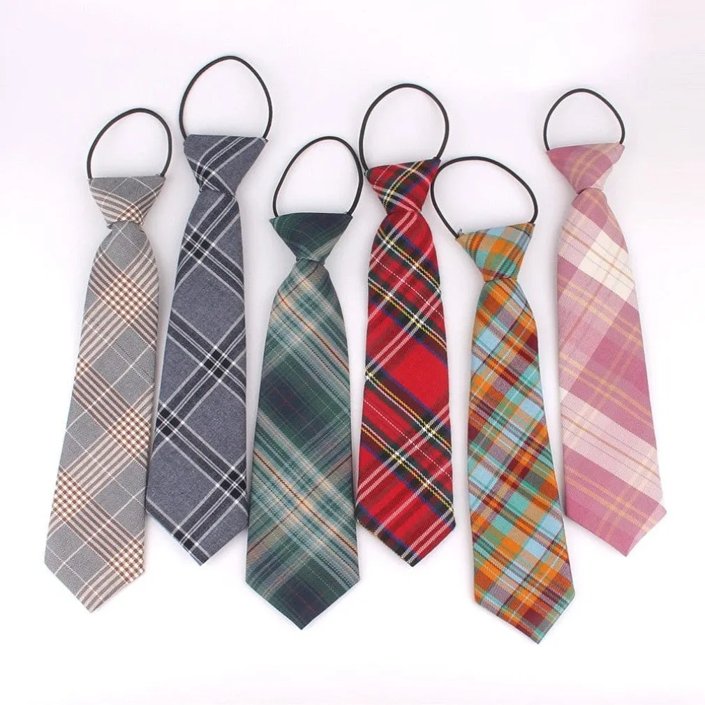 ContiNent 33 Rubber Ties For Boys Girls Fashion Shirt Plaid Neck Tie Children Small Tie Simple Check Student Necktie For Party Tie Gravata