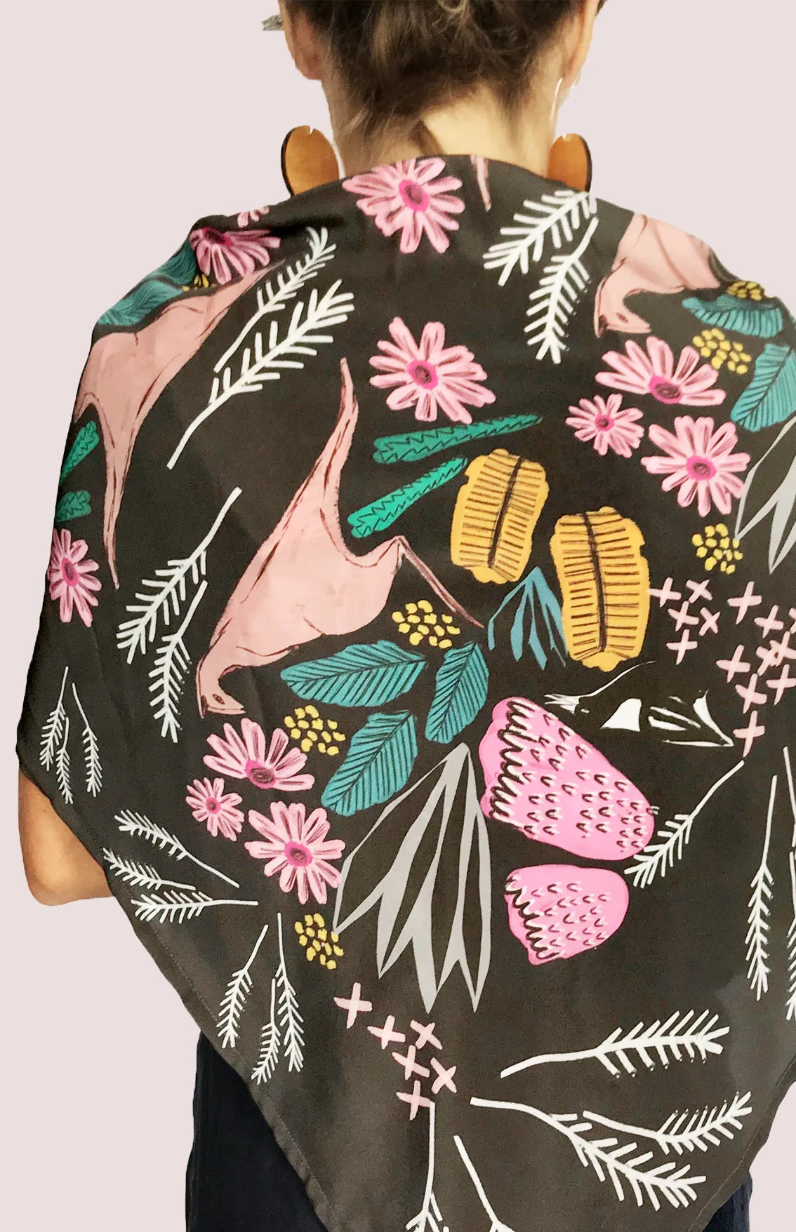 Cowley Fields Silk Crepe De Chine Scarf.