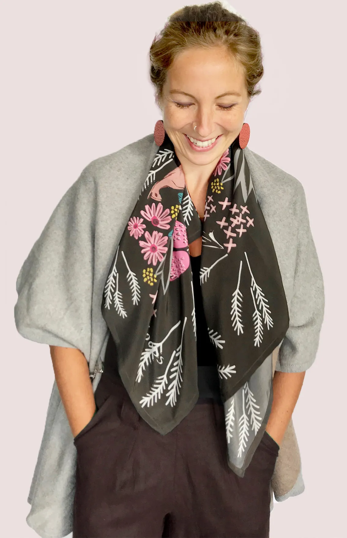 Cowley Fields Silk Crepe De Chine Scarf.