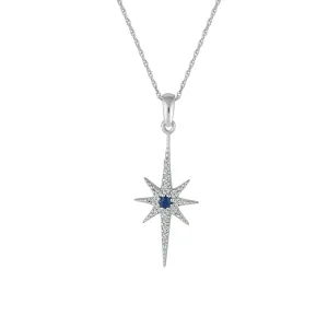 Created Blue and White Sapphire Star Fashion Pendant in 10K Gold