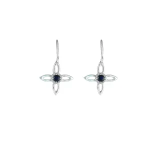 Created Blue Sapphire and Diamond Cross Earrings