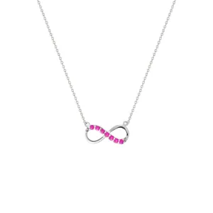Created Pink Sapphire Infinity Necklace in Silver