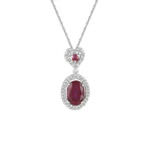 Created Ruby and Diamond Fashion Drop Pendant in 10K White Gold