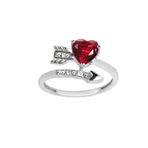 Created Ruby and Diamond Heart Arrow Ring