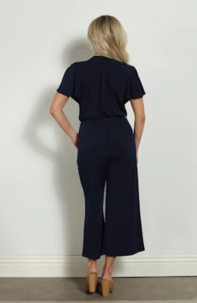 Cropped Short Sleeve Jumpsuit