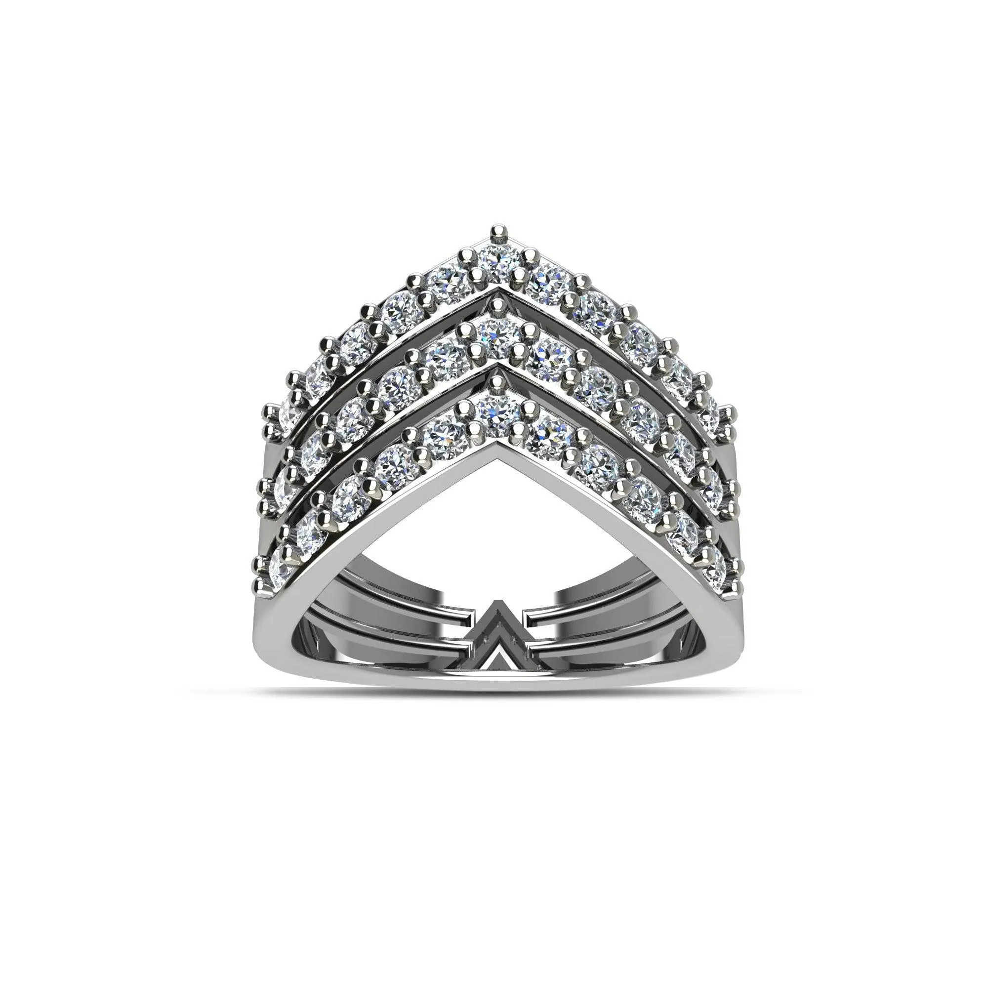 Cubic Zirconia Fashion Geometric Ring in Sterling Silver