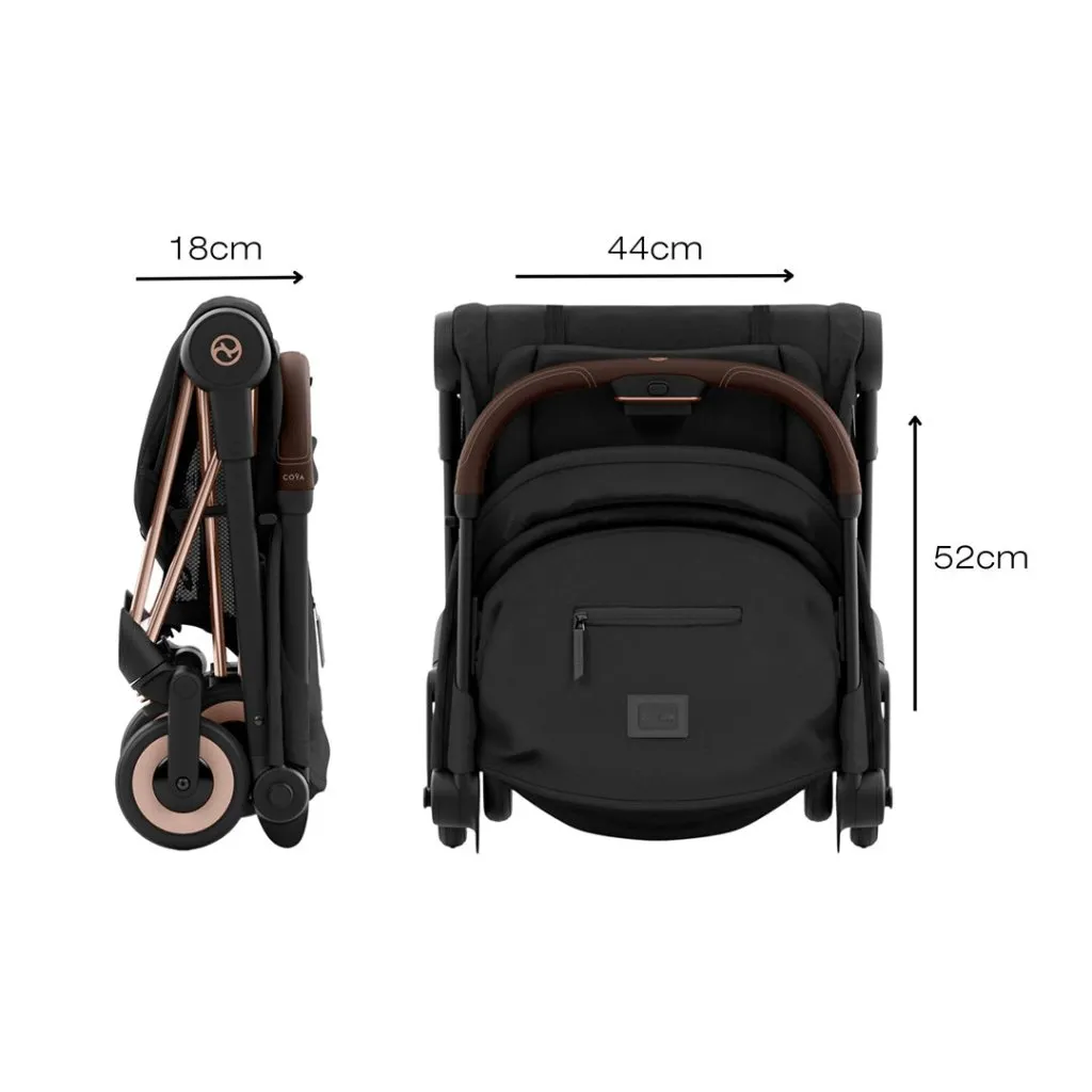 CYBEX COYA Ultra-compact Pushchair with Matt Black Frame - Mirage Grey