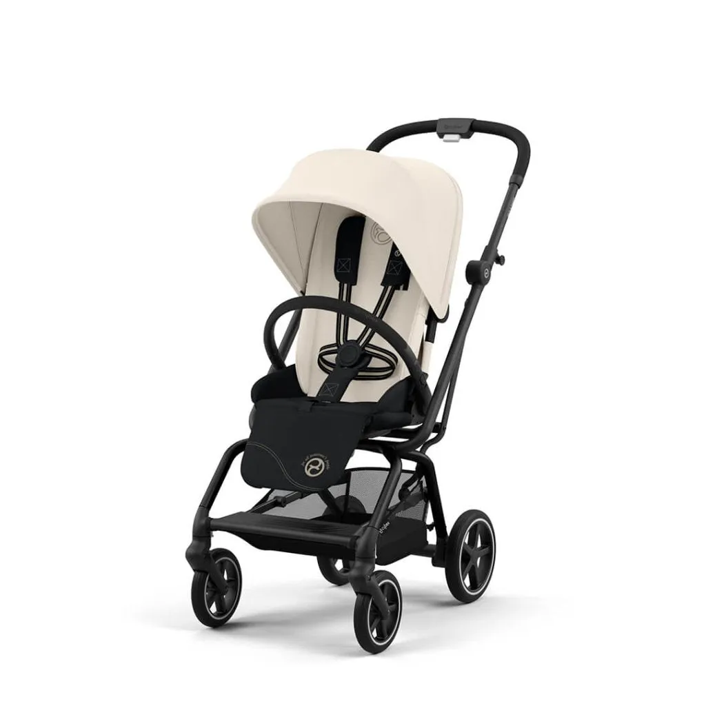 CYBEX Eezy S Twist 2 Compact Travel Pushchair With Black Frame - Canvas White