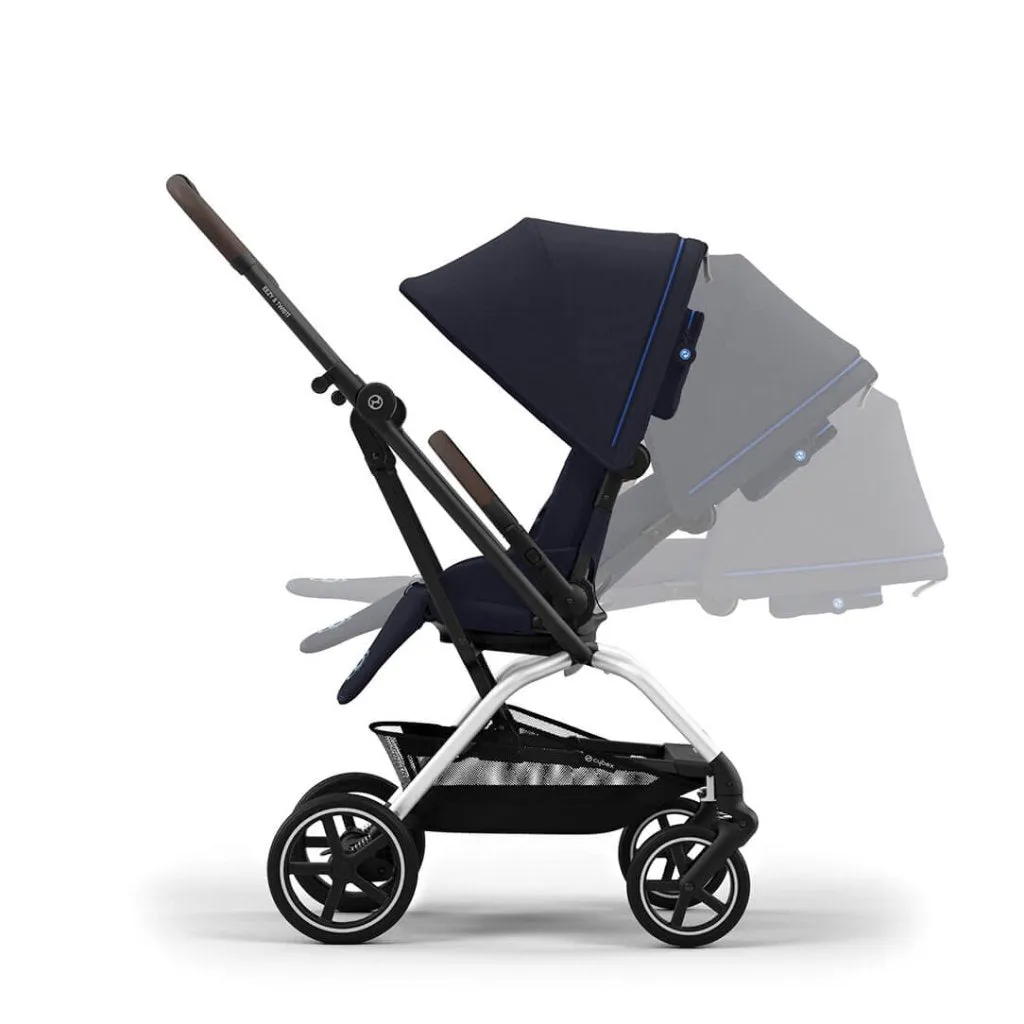 CYBEX Eezy S Twist 2 Compact Travel Pushchair With Silver Frame - Dark Blue