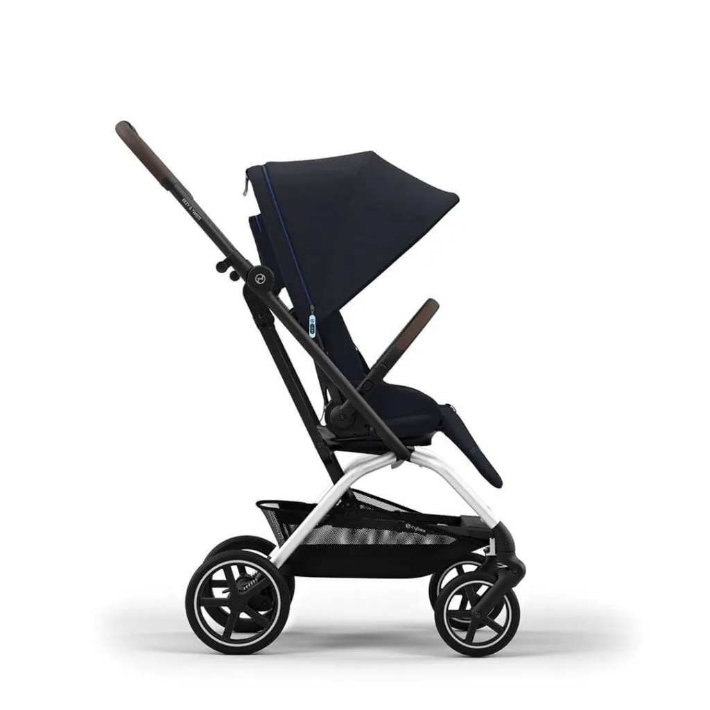 CYBEX Eezy S Twist 2 Compact Travel Pushchair With Silver Frame - Dark Blue