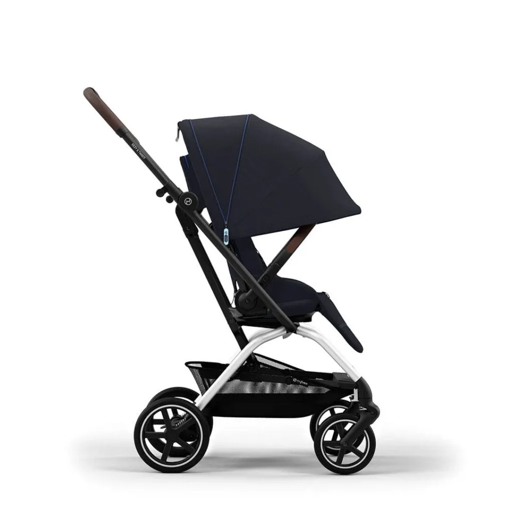 CYBEX Eezy S Twist 2 Compact Travel Pushchair With Silver Frame - Dark Blue