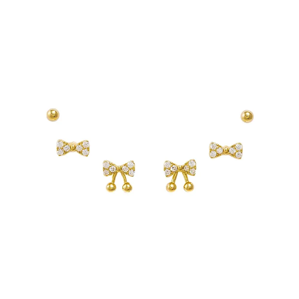 Dainty Bow Ties Stud Earring Combo Set