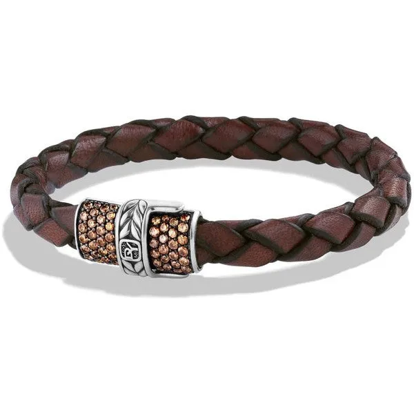 David Yurman Chevron Leather & Diamond Bracelet
