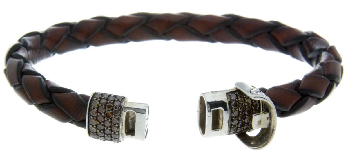 David Yurman Chevron Leather & Diamond Bracelet