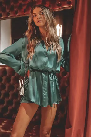 DEAL Beverly Green Satin Romper