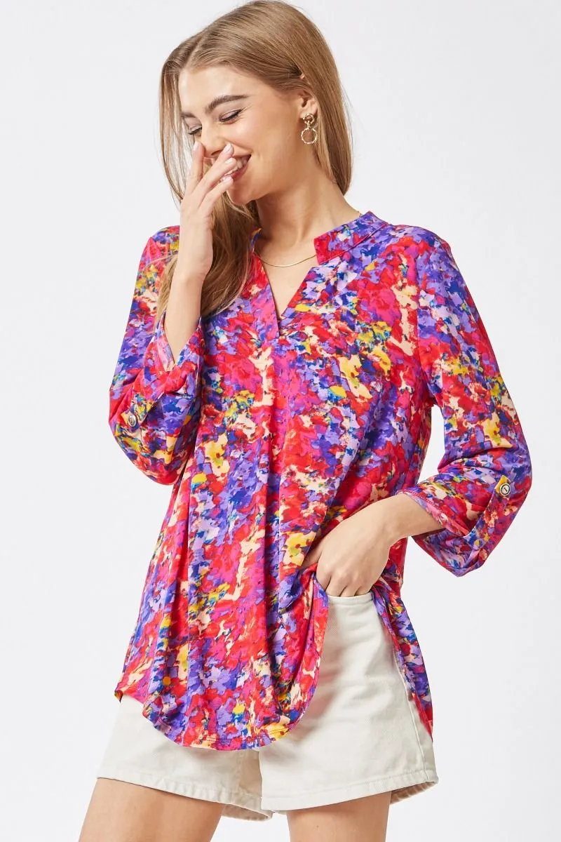 Dear Scarlett Lizzy Floral Multi Color Top 73