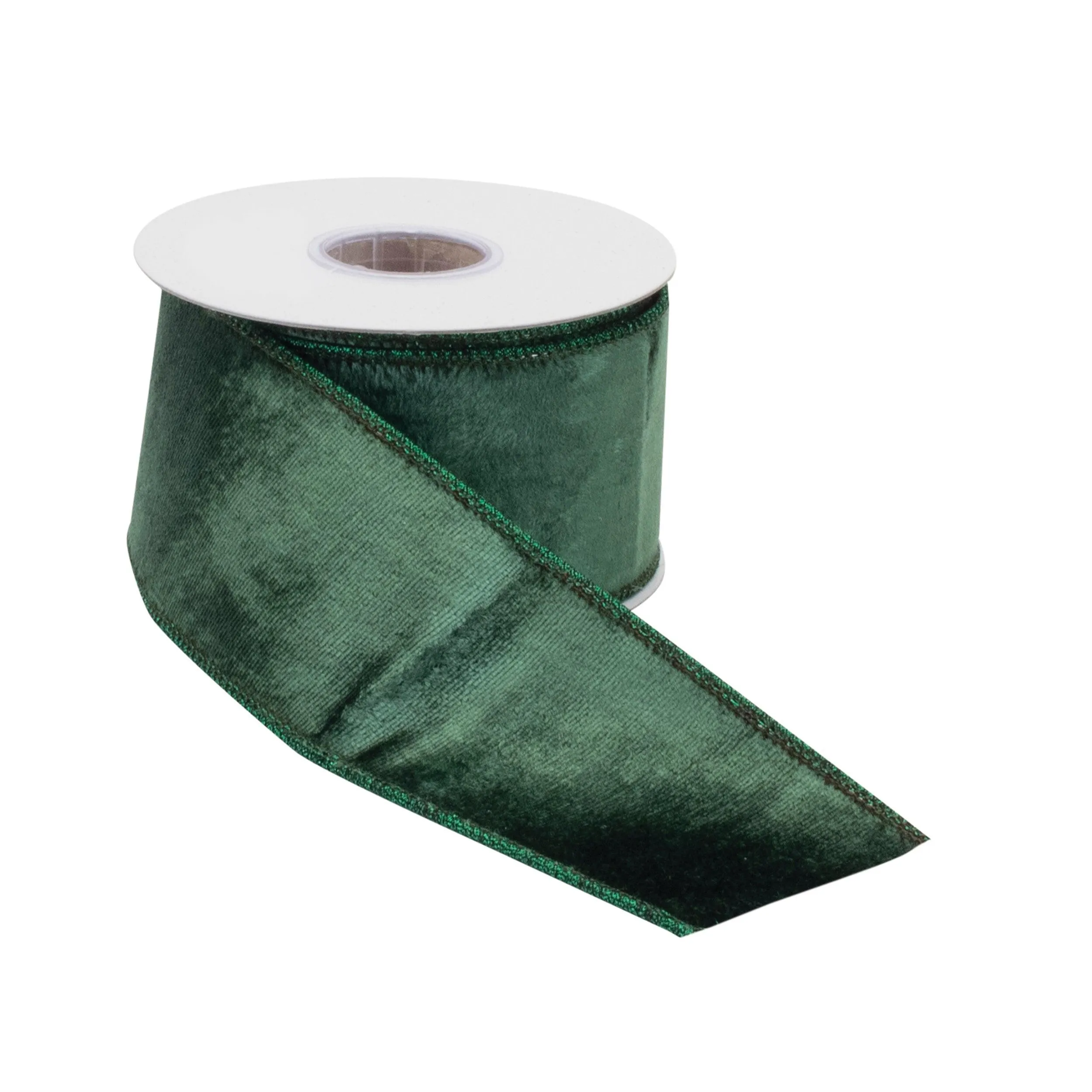 Deep Green Viscose Wired Ribbon (Set of 2)