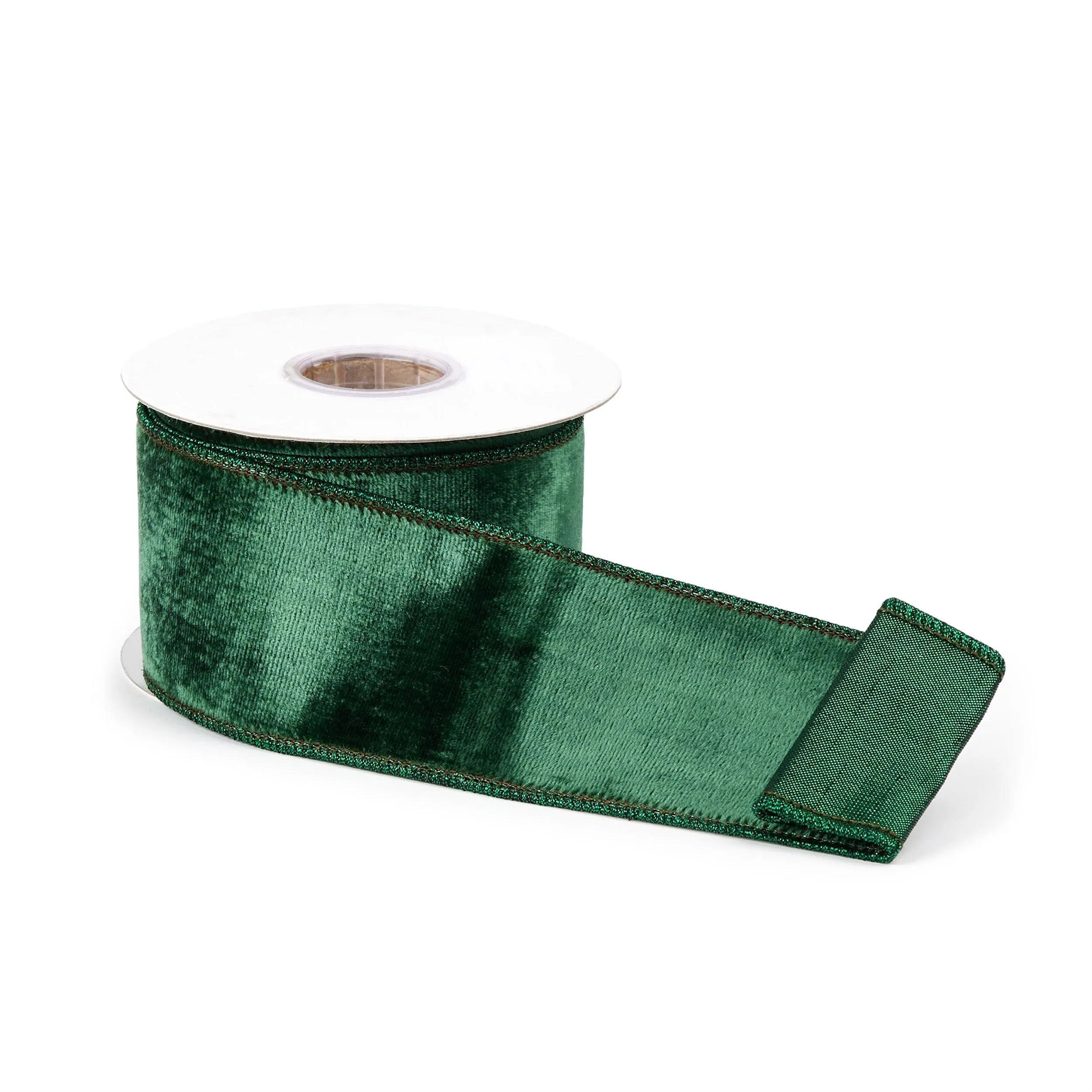 Deep Green Viscose Wired Ribbon (Set of 2)