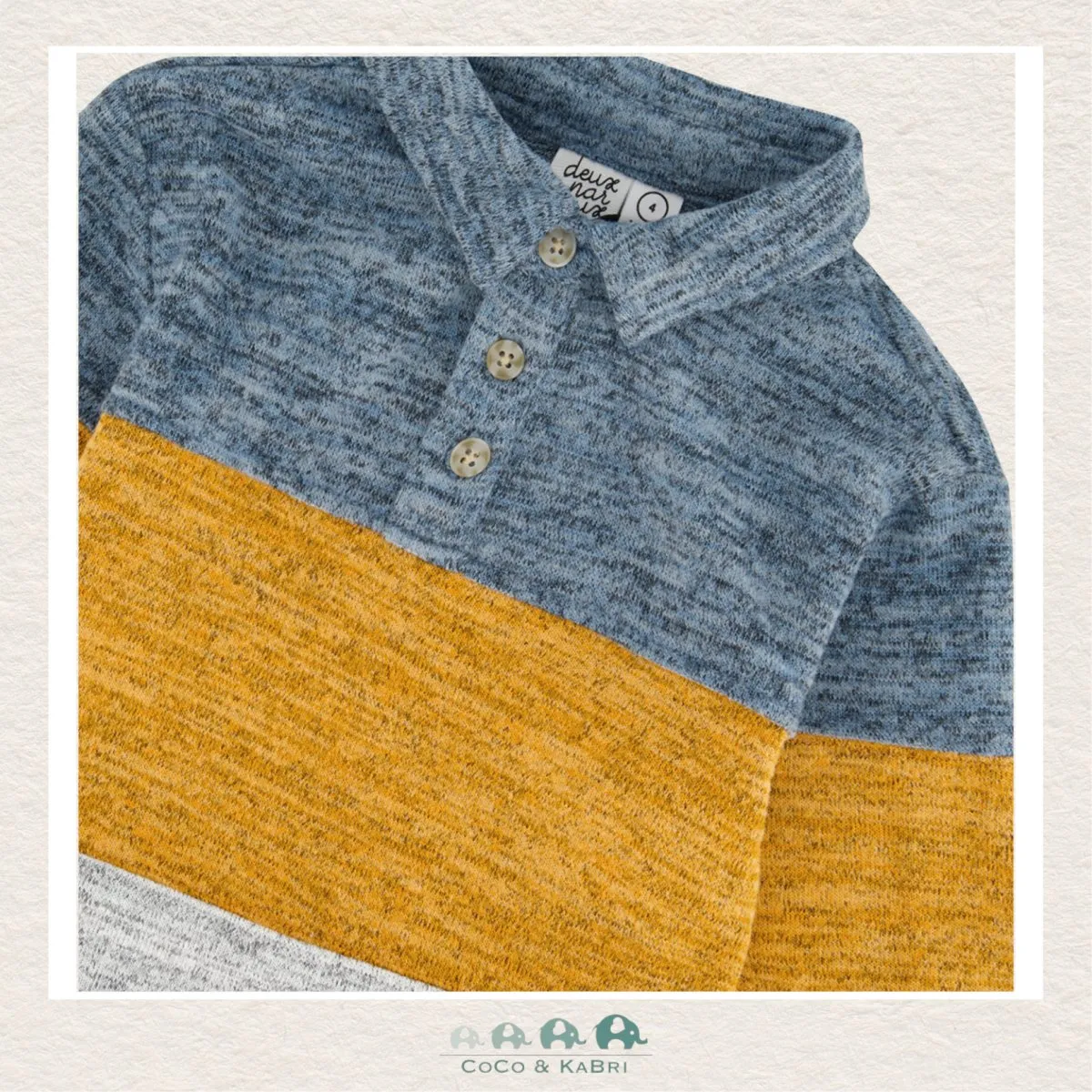 Deux par Deux: Brushed Jersey Color Block Polo Shirt