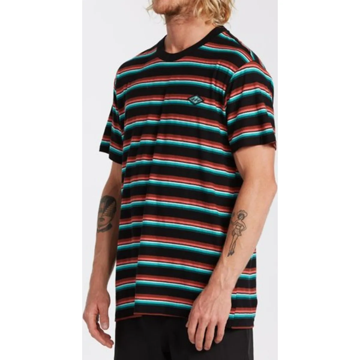 Die Cut Stripe Short Sleeve Crew T-Shirt