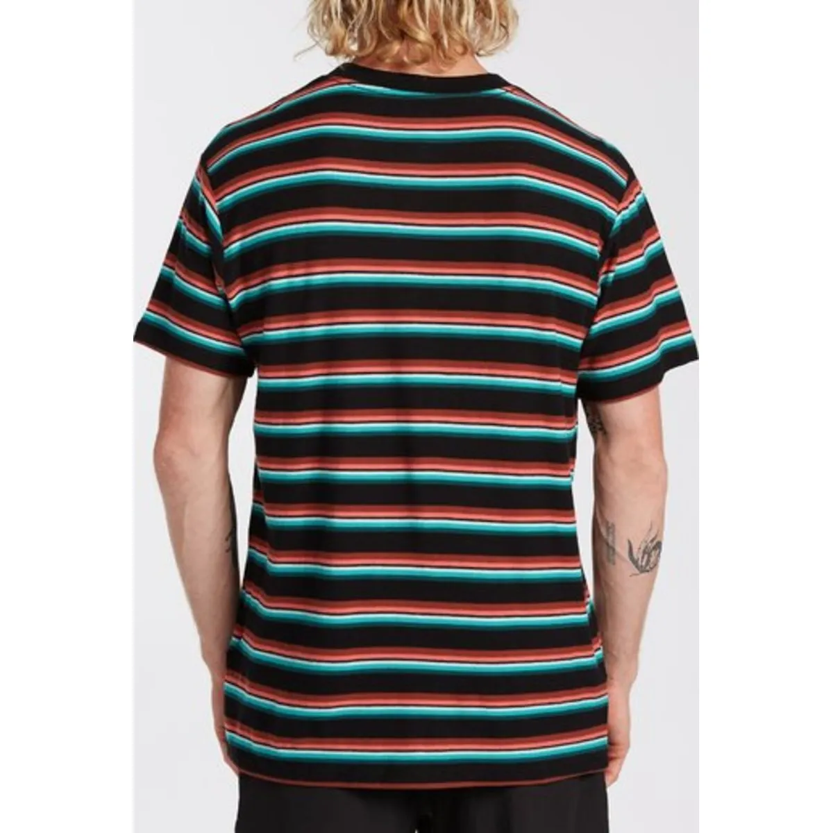 Die Cut Stripe Short Sleeve Crew T-Shirt