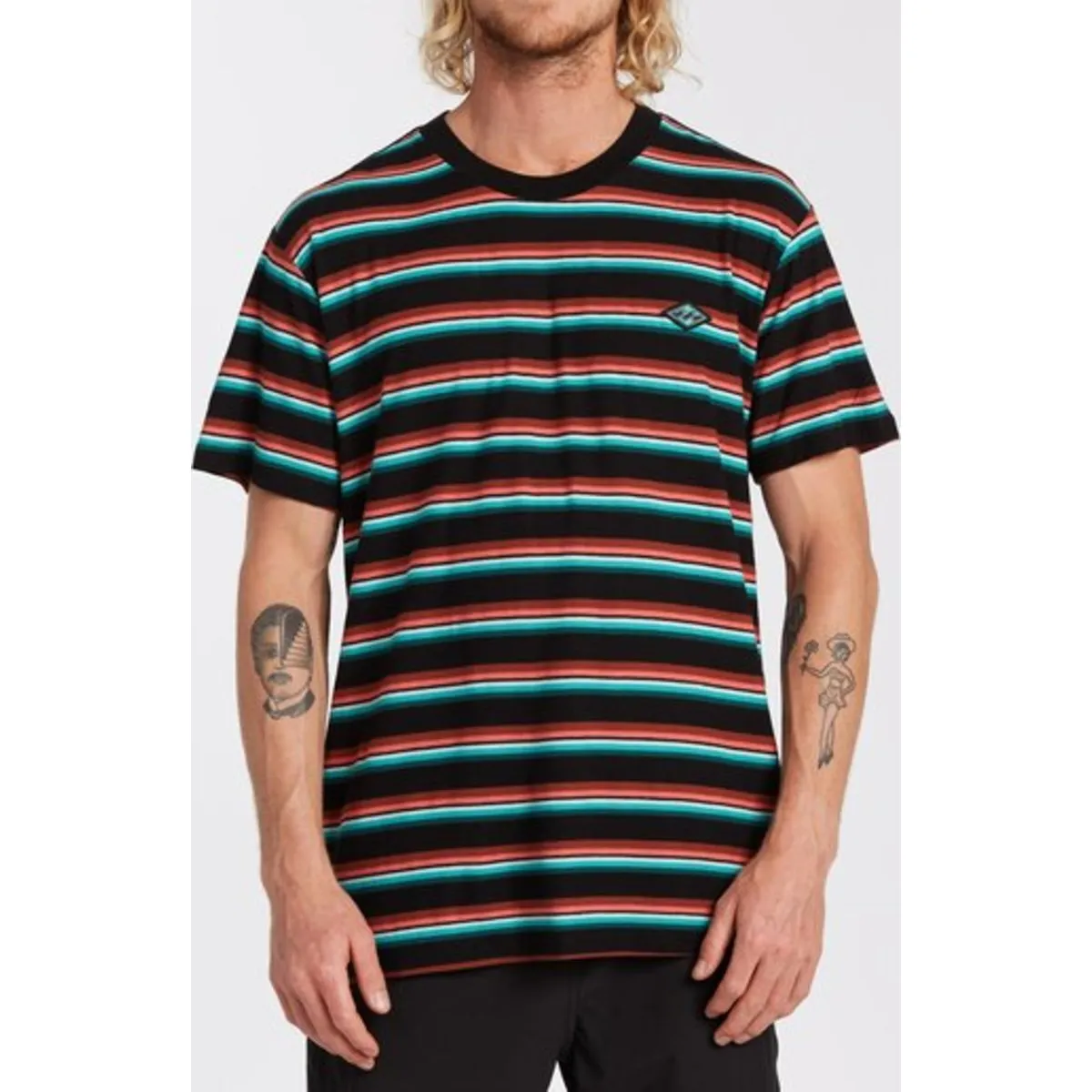 Die Cut Stripe Short Sleeve Crew T-Shirt