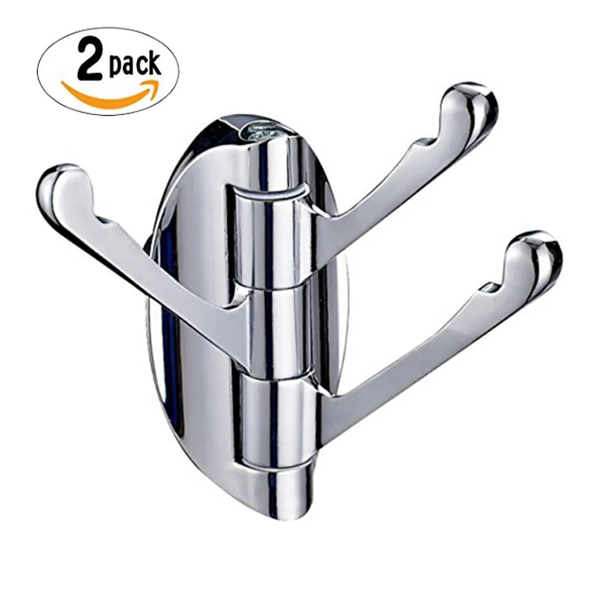 Do4U Solid Metal Swivel Coat Hook Heavy Duty Folding Swing Arm Triple Coat Hook with Multi Three Foldable Arms Towel/Clothes Hanger for Bathroom Kitchen (Polished Chrome, 2-Pcs)