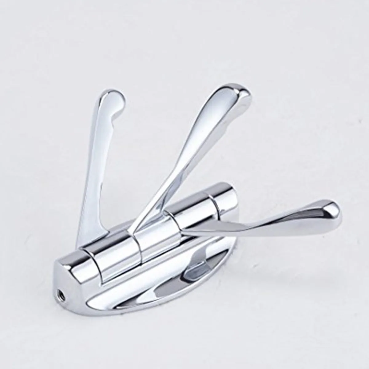 Do4U Solid Metal Swivel Coat Hook Heavy Duty Folding Swing Arm Triple Coat Hook with Multi Three Foldable Arms Towel/Clothes Hanger for Bathroom Kitchen (Polished Chrome, 2-Pcs)