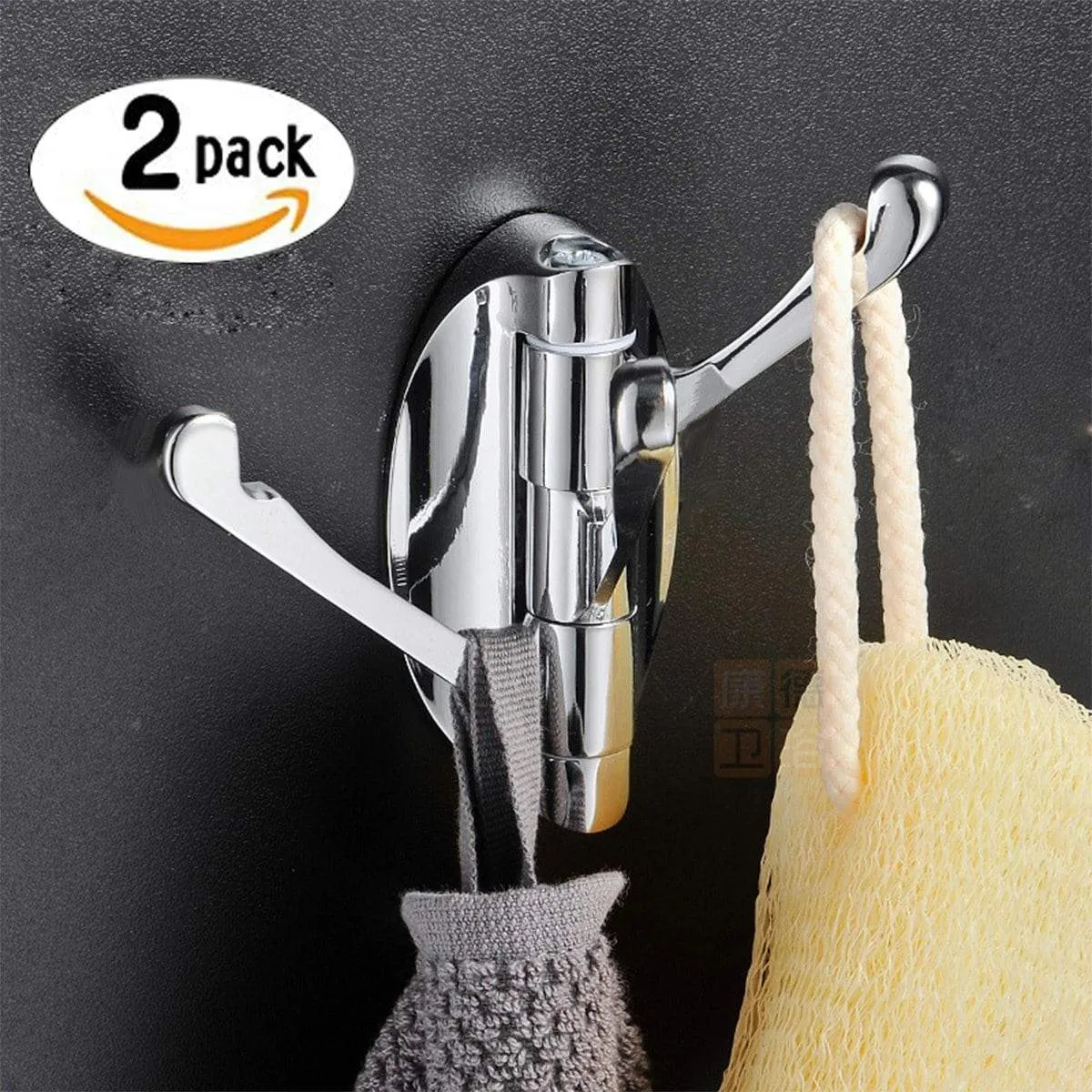 Do4U Solid Metal Swivel Coat Hook Heavy Duty Folding Swing Arm Triple Coat Hook with Multi Three Foldable Arms Towel/Clothes Hanger for Bathroom Kitchen (Polished Chrome, 2-Pcs)