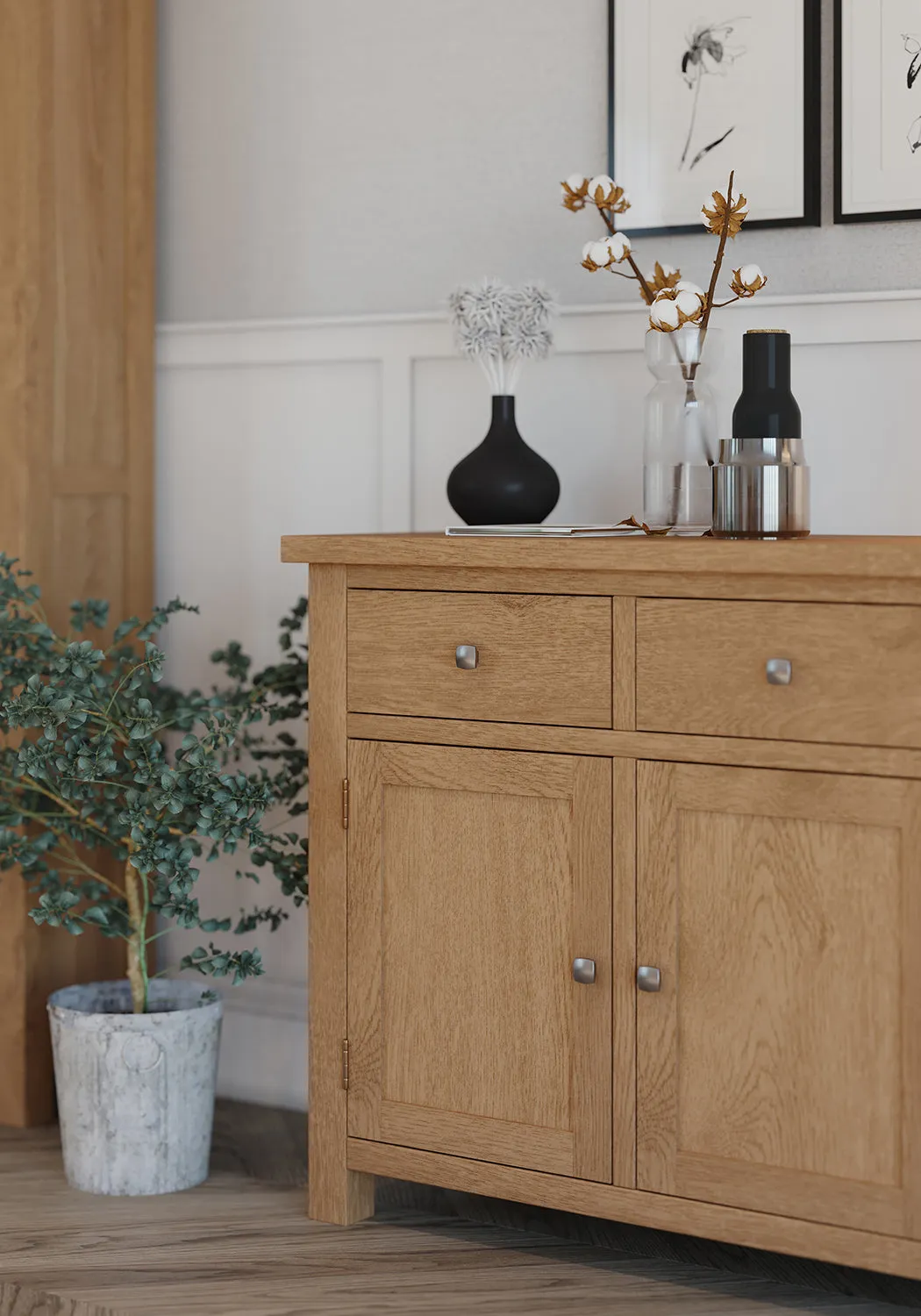 Dorchester Light Oak 2 Door 2 Drawer 430Mm Deep Sideboard