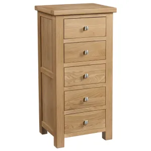Dorchester Light Oak 5 Drawer Tall Chest