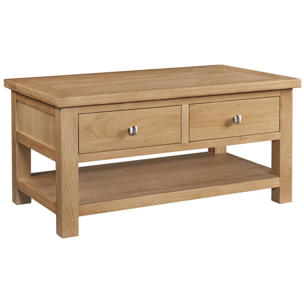 Dorchester Light Oak Coffee Table With 2 Drawers