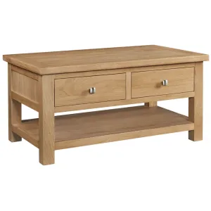 Dorchester Light Oak Coffee Table With 2 Drawers