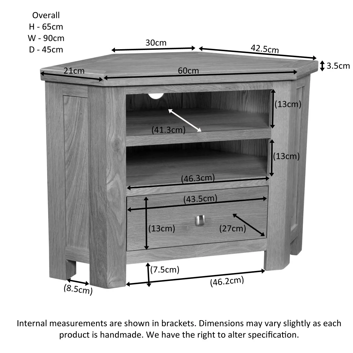 Dorchester Light Oak Corner TV Unit