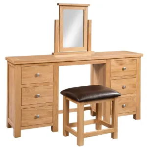 Dorchester Light Oak Double Ped D/Table   Stool